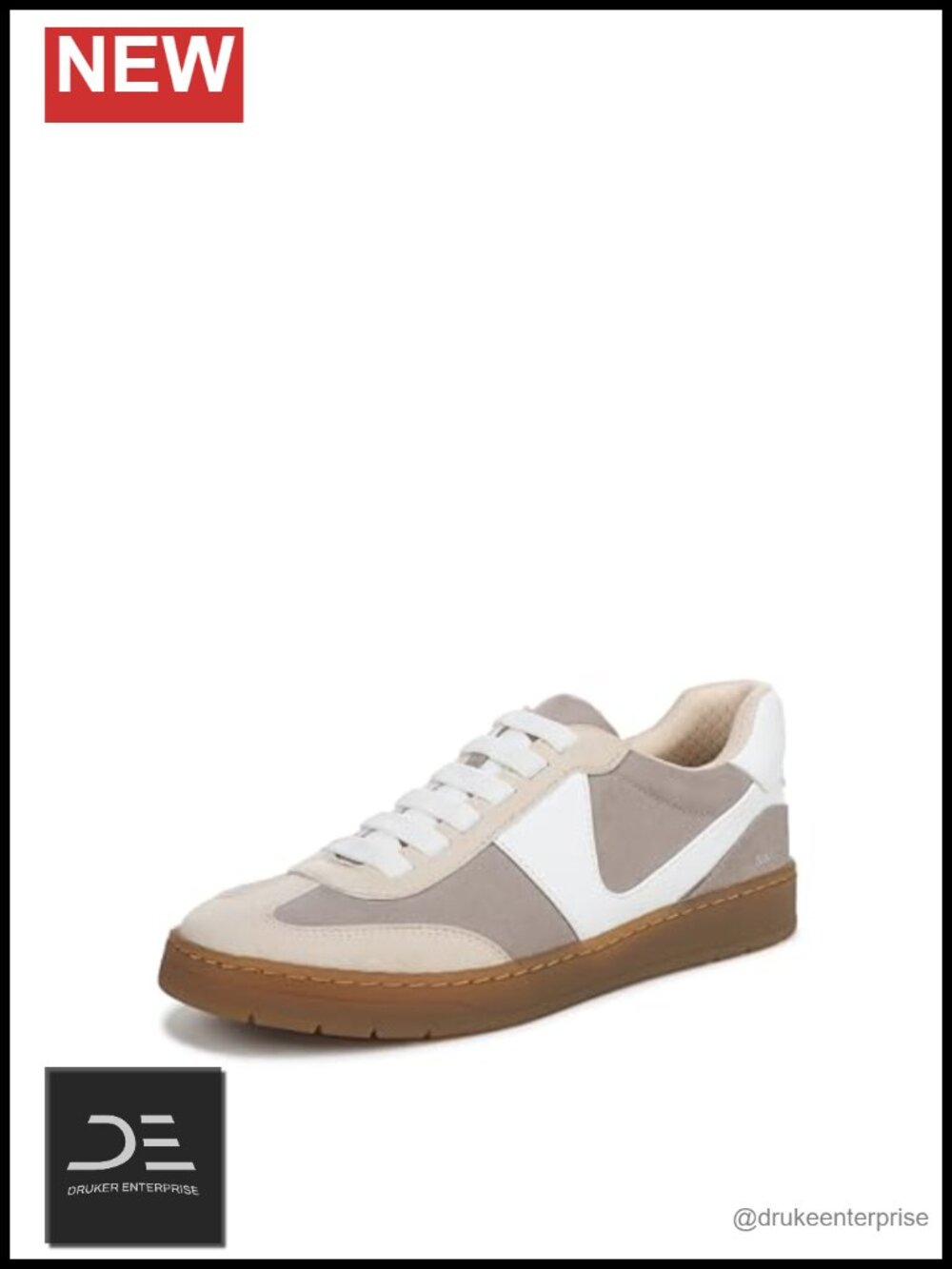 Faux Leather and Fabric Slip-On Fashion Sneakers with Elastic Laces and 1.4"